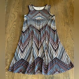 ANTHROPOLOGIE | TART | A-line dress with VEGAN LEATHER trim. Size Large.